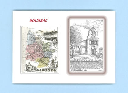 Cartes Postales impression Noir avec dpartement sur la ville de SOUSSAC Titre : eglise