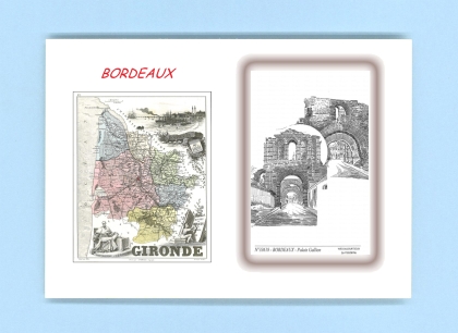Cartes Postales impression Noir avec dpartement sur la ville de BORDEAUX Titre : palais gallien