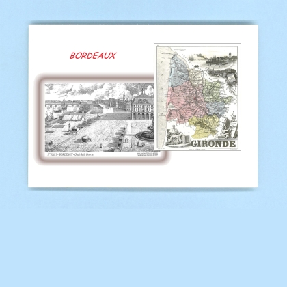 Cartes Postales impression Noir avec dpartement sur la ville de BORDEAUX Titre : quai de la bourse
