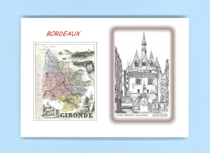 Cartes Postales impression Noir avec dpartement sur la ville de BORDEAUX Titre : porte du palais