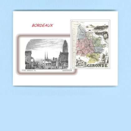 Cartes Postales impression Noir avec dpartement sur la ville de BORDEAUX Titre : vue