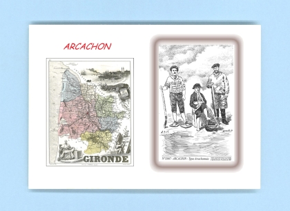 Cartes Postales impression Noir avec dpartement sur la ville de ARCACHON Titre : types arcachonnais