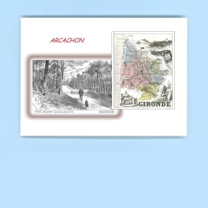 Cartes Postales impression Noir avec dpartement sur la ville de ARCACHON Titre : gardefeux dans la foret