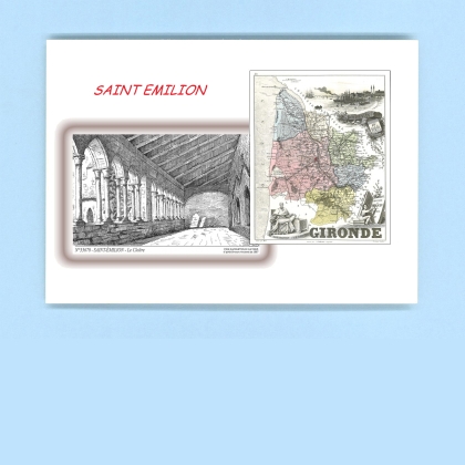Cartes Postales impression Noir avec dpartement sur la ville de ST EMILION Titre : le cloitre
