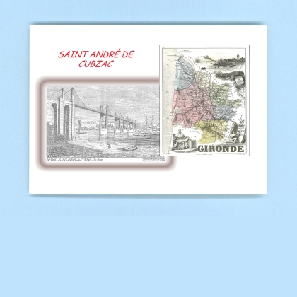 Cartes Postales impression Noir avec dpartement sur la ville de ST ANDRE DE CUBZAC Titre : le pont