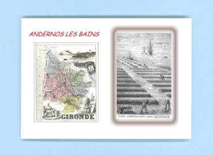 Cartes Postales impression Noir avec dpartement sur la ville de ANDERNOS LES BAINS Titre : lahillon