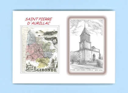 Cartes Postales impression Noir avec dpartement sur la ville de ST PIERRE D AURILLAC Titre : eglise