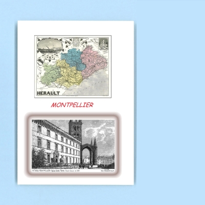 Cartes Postales impression Noir avec dpartement sur la ville de MONTPELLIER Titre : eglise st pierre