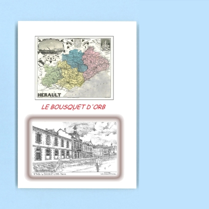 Cartes Postales impression Noir avec dpartement sur la ville de LE BOUSQUET D ORB Titre : mairie