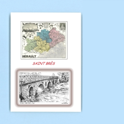 Cartes Postales impression Noir avec dpartement sur la ville de ST BRES Titre : pont