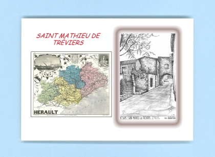 Cartes Postales impression Noir avec dpartement sur la ville de ST MATHIEU DE TREVIERS Titre : impasse du porche
