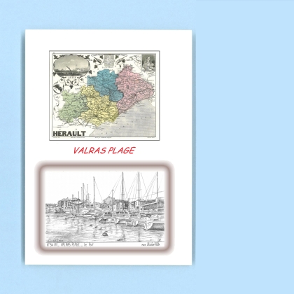 Cartes Postales impression Noir avec dpartement sur la ville de VALRAS PLAGE Titre : le port