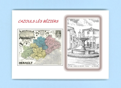 Cartes Postales impression Noir avec dpartement sur la ville de CAZOULS LES BEZIERS Titre : fontaine