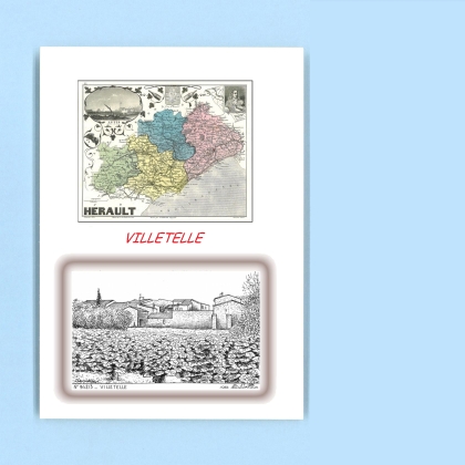 Cartes Postales impression Noir avec dpartement sur la ville de VILLETELLE Titre : vue