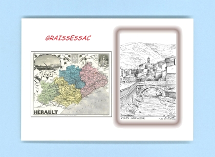 Cartes Postales impression Noir avec dpartement sur la ville de GRAISSESSAC Titre : vue