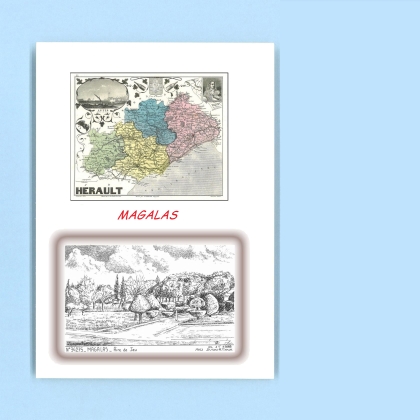 Cartes Postales impression Noir avec dpartement sur la ville de MAGALAS Titre : aire de jeux