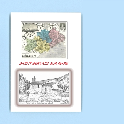 Cartes Postales impression Noir avec dpartement sur la ville de ST GERVAIS SUR MARE Titre : notre dame de lorette