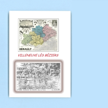 Cartes Postales impression Noir avec dpartement sur la ville de VILLENEUVE LES BEZIERS Titre : quai de l ecluse