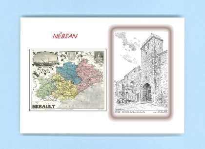 Cartes Postales impression Noir avec dpartement sur la ville de NEBIAN Titre : la place et le griffe