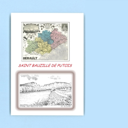 Cartes Postales impression Noir avec dpartement sur la ville de ST BAUZILLE DE PUTOIS Titre : vue