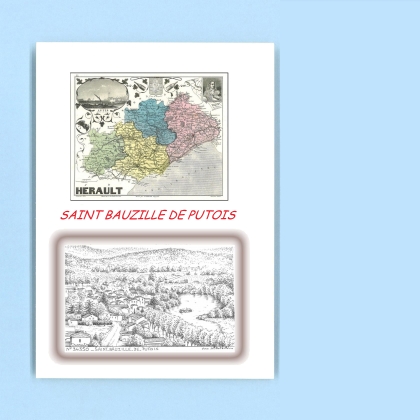Cartes Postales impression Noir avec dpartement sur la ville de ST BAUZILLE DE PUTOIS Titre : vue
