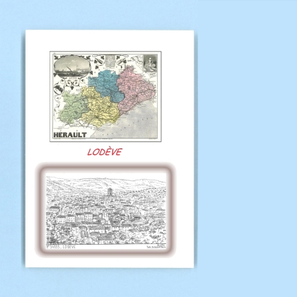 Cartes Postales impression Noir avec dpartement sur la ville de LODEVE Titre : vue