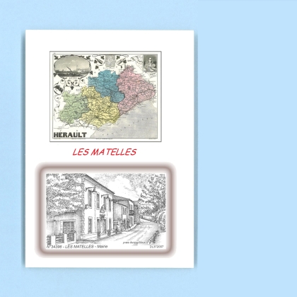 Cartes Postales impression Noir avec dpartement sur la ville de LES MATELLES Titre : mairie