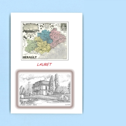 Cartes Postales impression Noir avec dpartement sur la ville de LAURET Titre : mairie