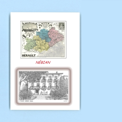 Cartes Postales impression Noir avec dpartement sur la ville de NEBIAN Titre : mairie