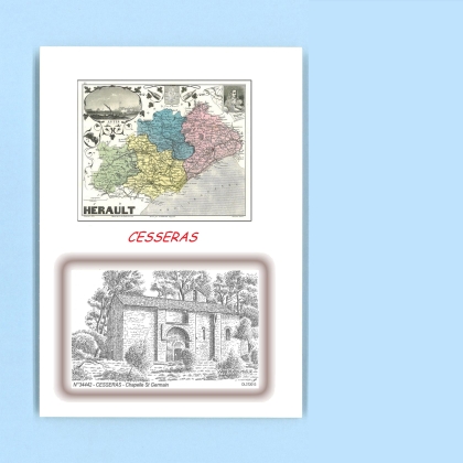 Cartes Postales impression Noir avec dpartement sur la ville de CESSERAS Titre : chapelle st germain