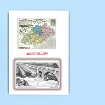 Cartes Postales impression Noir avec dpartement sur la ville de MONTPELLIER Titre : aqueduc du peyrou