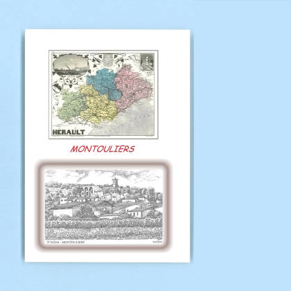 Cartes Postales impression Noir avec dpartement sur la ville de MONTOULIERS Titre : vue