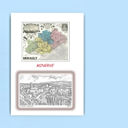 Cartes Postales impression Noir avec dpartement sur la ville de MINERVE Titre : vue