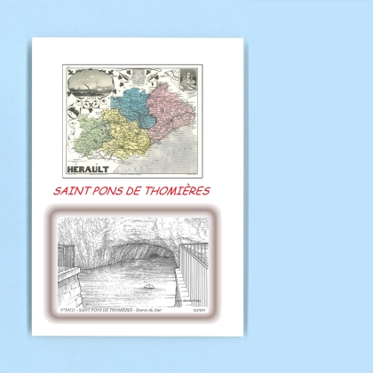 Cartes Postales impression Noir avec dpartement sur la ville de ST PONS DE THOMIERES Titre : source du jaur