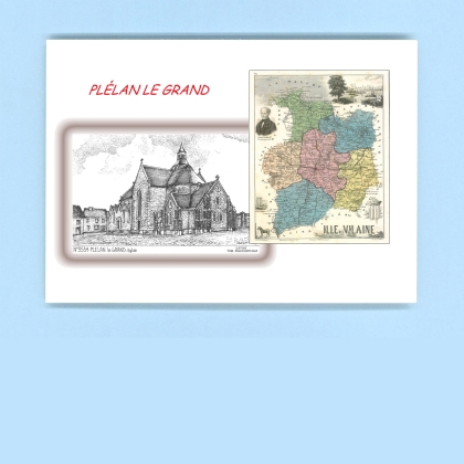 Cartes Postales impression Noir avec dpartement sur la ville de PLELAN LE GRAND Titre : eglise