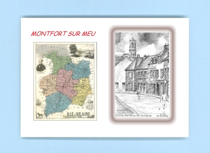 Cartes Postales impression Noir avec dpartement sur la ville de MONTFORT SUR MEU Titre : rue st nicolas