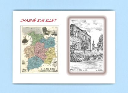 Cartes Postales impression Noir avec dpartement sur la ville de CHASNE SUR ILLET Titre : vue