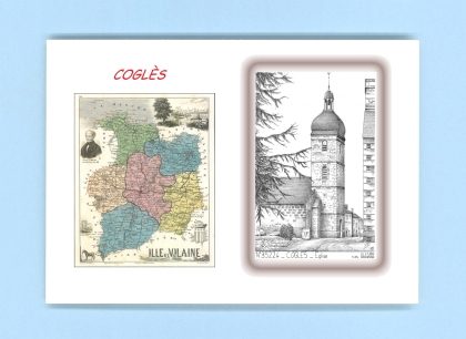 Cartes Postales impression Noir avec dpartement sur la ville de COGLES Titre : eglise