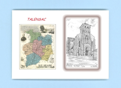 Cartes Postales impression Noir avec dpartement sur la ville de TALENSAC Titre : eglise