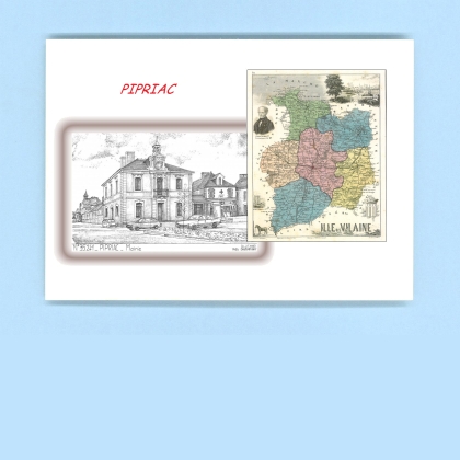 Cartes Postales impression Noir avec dpartement sur la ville de PIPRIAC Titre : mairie