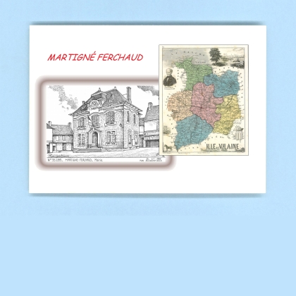 Cartes Postales impression Noir avec dpartement sur la ville de MARTIGNE FERCHAUD Titre : mairie