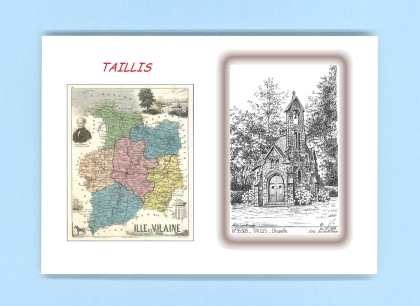 Cartes Postales impression Noir avec dpartement sur la ville de TAILLIS Titre : chapelle
