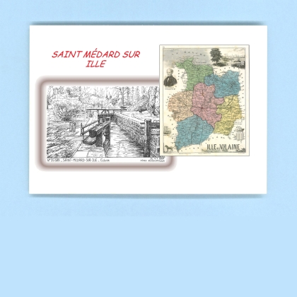Cartes Postales impression Noir avec dpartement sur la ville de ST MEDARD SUR ILLE Titre : ecluse