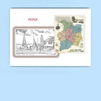 Cartes Postales impression Noir avec dpartement sur la ville de FEINS Titre : base nautique