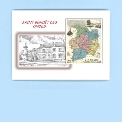 Cartes Postales impression Noir avec dpartement sur la ville de ST BENOIT DES ONDES Titre : mairie