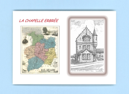 Cartes Postales impression Noir avec dpartement sur la ville de LA CHAPELLE ERBREE Titre : mairie
