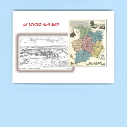 Cartes Postales impression Noir avec dpartement sur la ville de LE VIVIER SUR MER Titre : vue