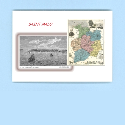 Cartes Postales impression Noir avec dpartement sur la ville de ST MALO Titre : vue generale