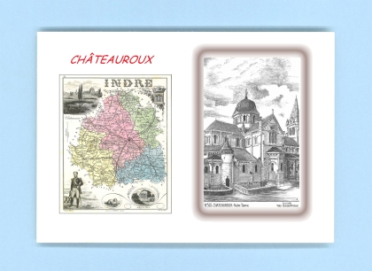 Cartes Postales impression Noir avec dpartement sur la ville de CHATEAUROUX Titre : notre dame