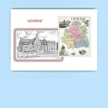 Cartes Postales impression Noir avec dpartement sur la ville de NIHERNE Titre : mairie
